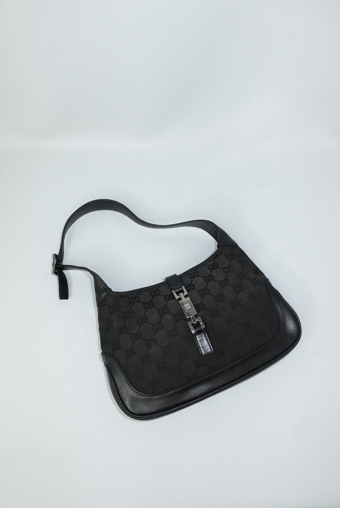 105. Gucci Mini Jackie Black Canvas Vintage Shoulder Bag
