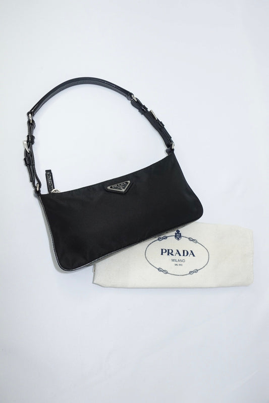 Prada Vintage Nylon Black Shoulder Bag Y2K