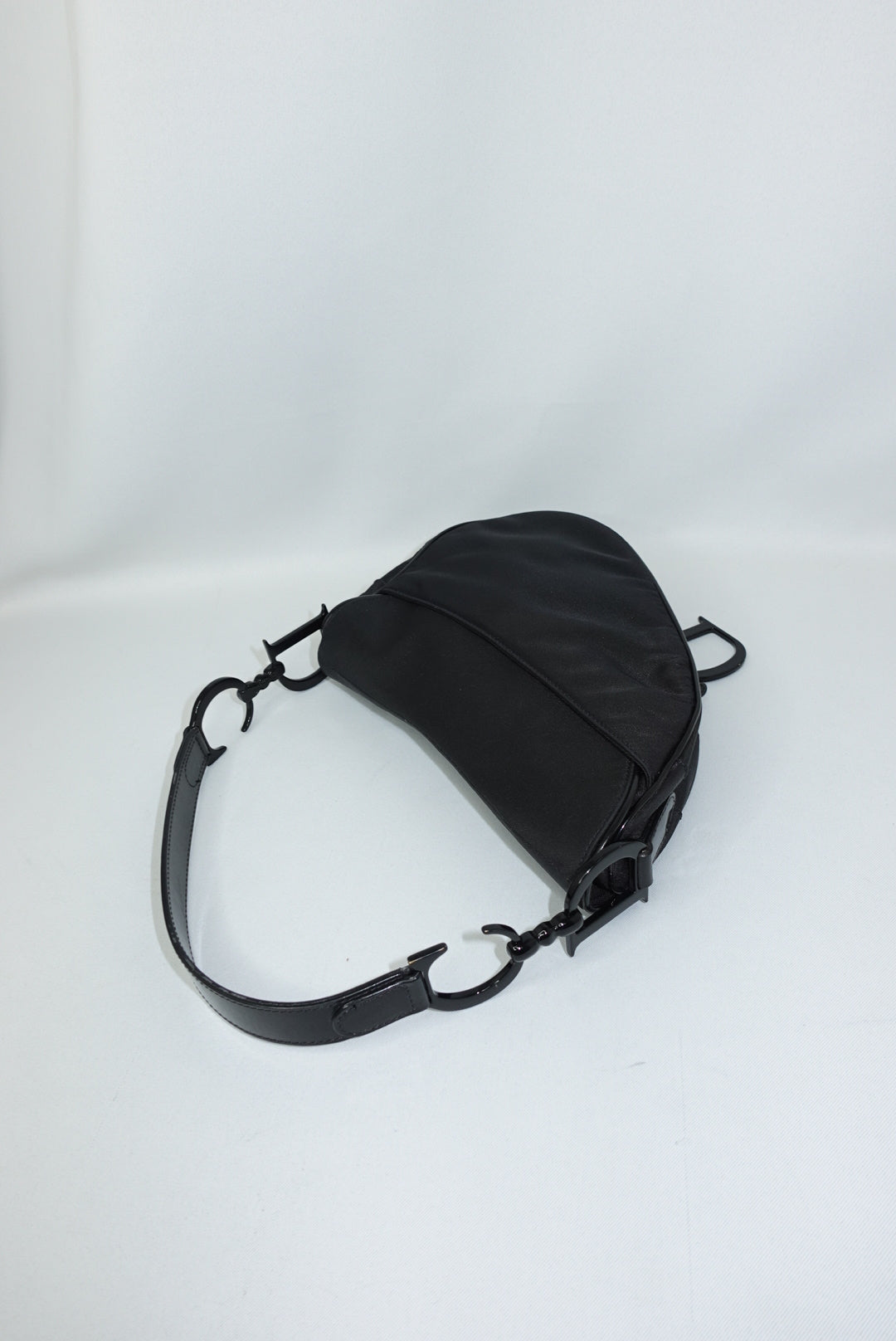 117. Christian Dior Saddle Black Nylon Vintage Shoulder Bag