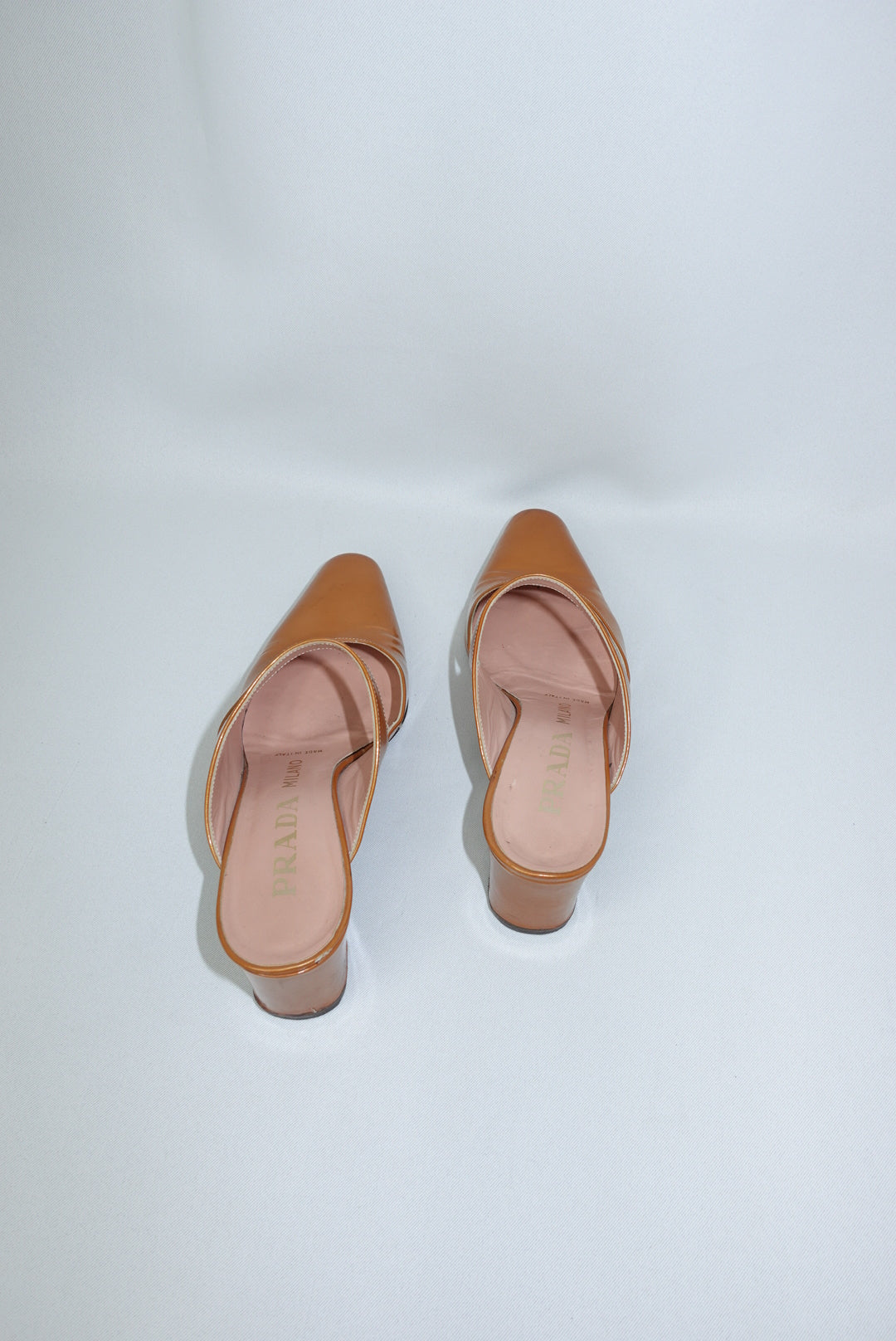 Prada Goldish Caramel Vintage Mary Jane Mules