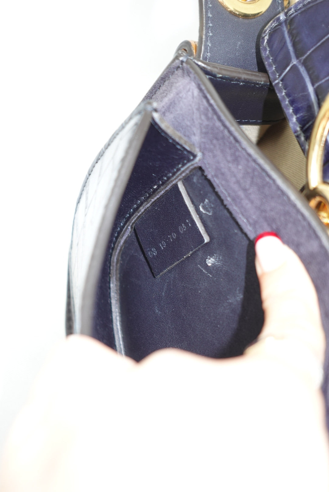 120. Chloé Tess Navy and Gold Shoulder Bag