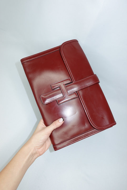 vintage hermes leather clutch bag