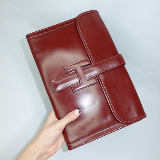 vintage hermes leather clutch bag