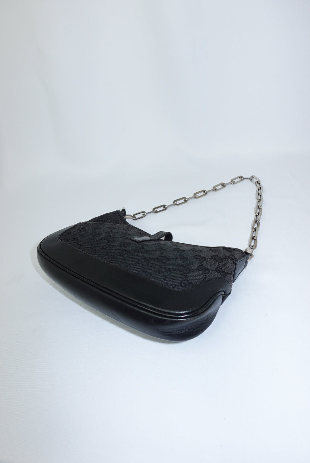 Gucci Mini Jackie Monogram Black Canvas Vintage Shoulder Bag