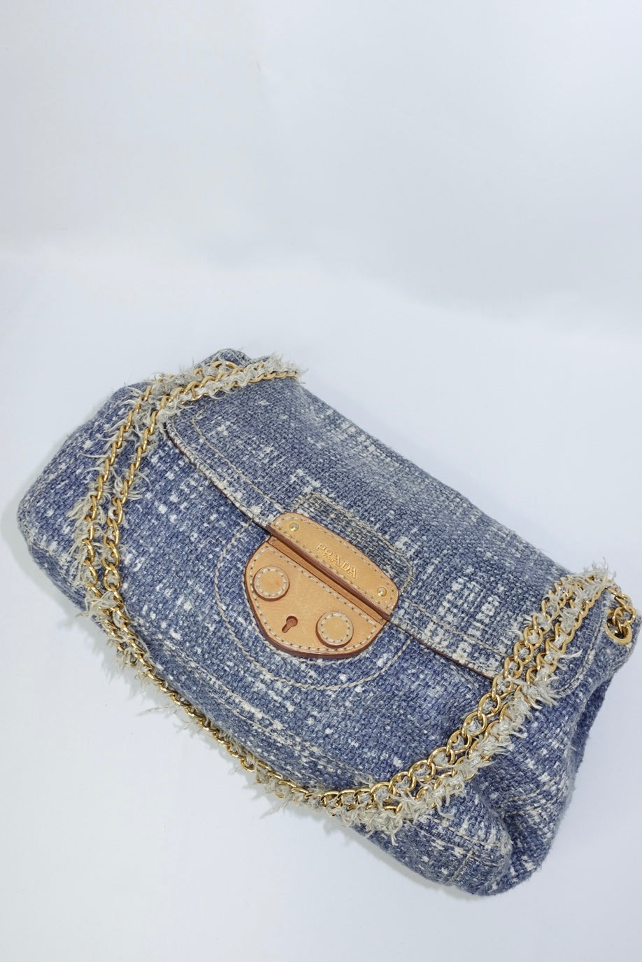 Prada Light Blue Tweed Vintage Bag