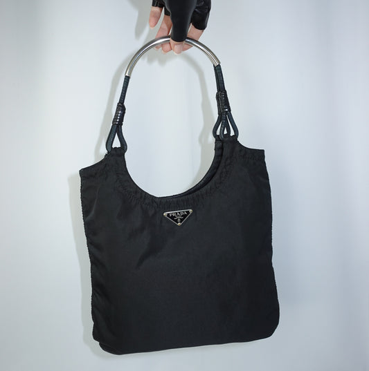Prada Nylon Tote Metal Strap