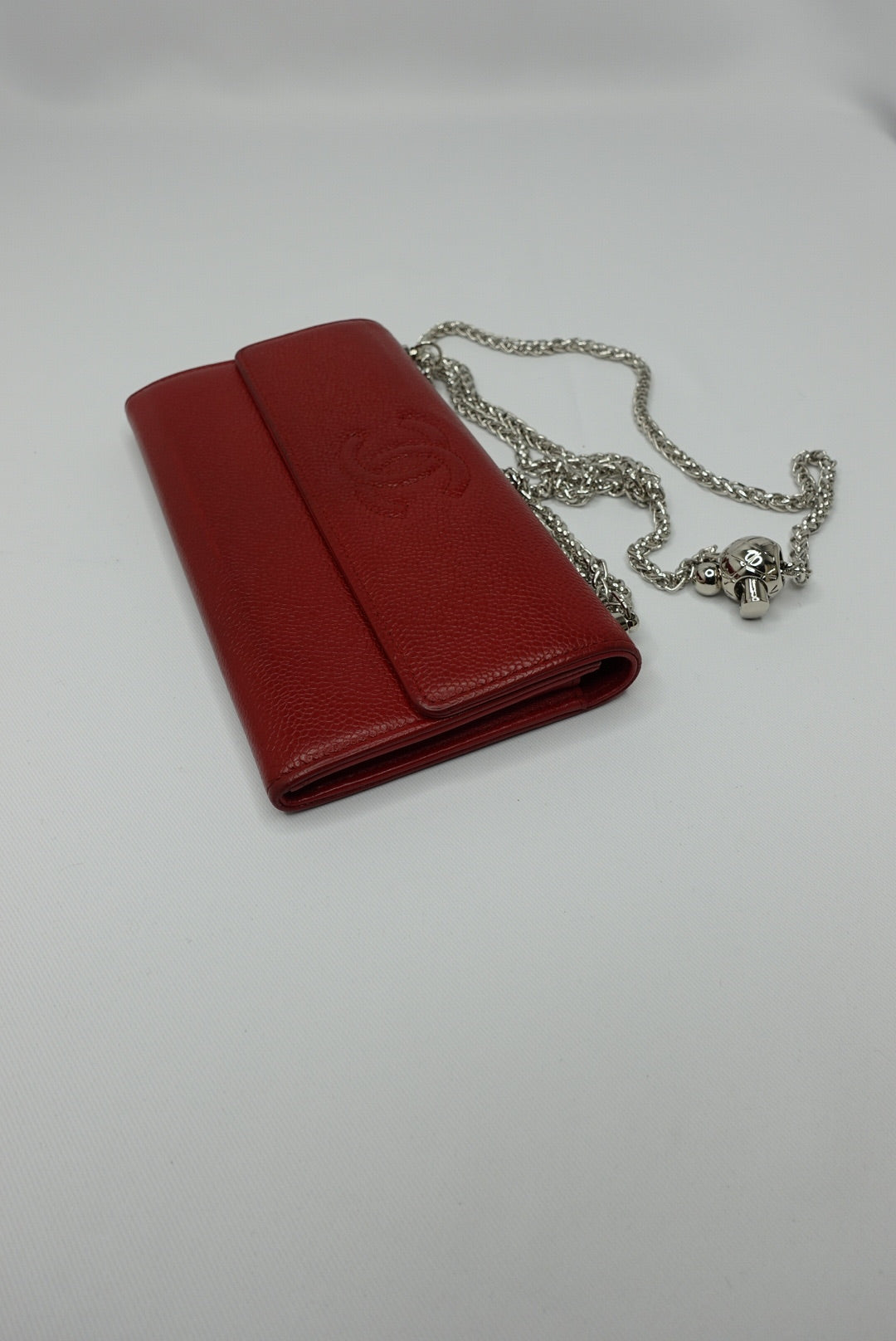 013.Chanel Re-Worked Flap W.O.C. Red CC logo