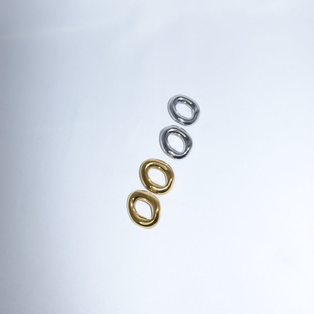 Oval Irregural Earrings in Stainless Steel Medium