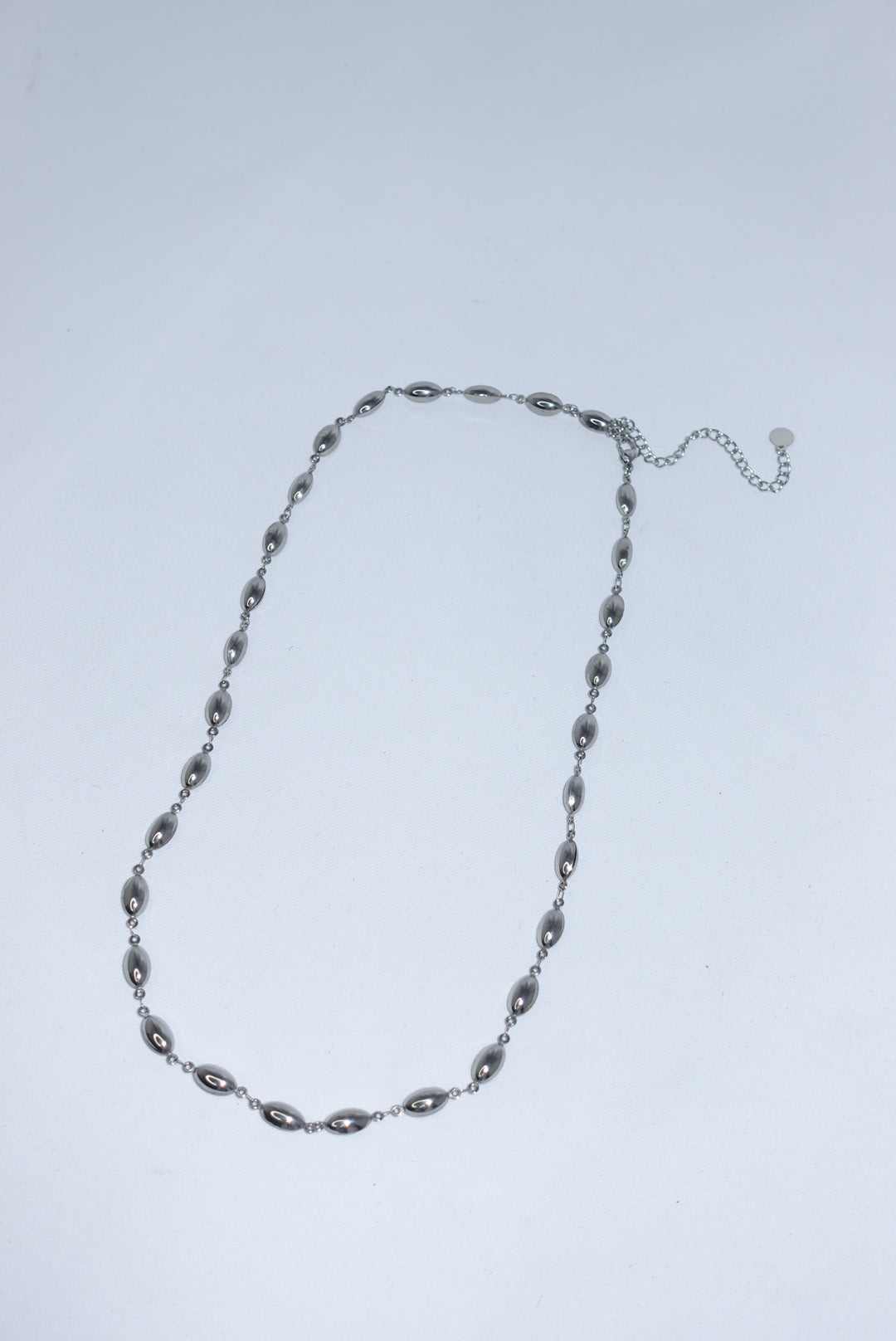 Stainless Steel Oval Spheres Silver Toned Necklace