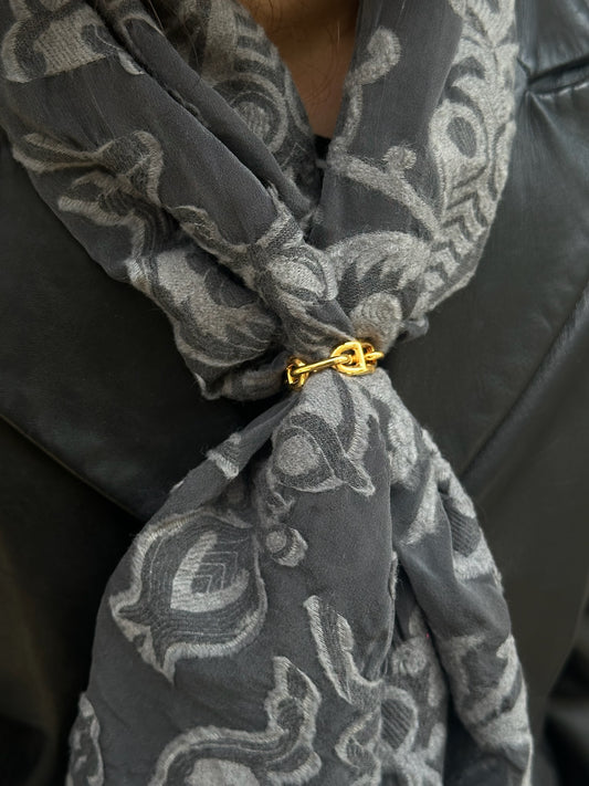 Hermès Gold Toned Round Scarf Holder