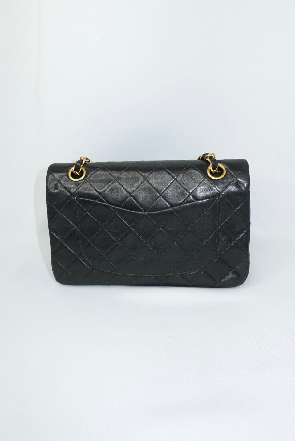 155. Chanel Vintage Timeless Classic 23 Double Flap Black Full Set