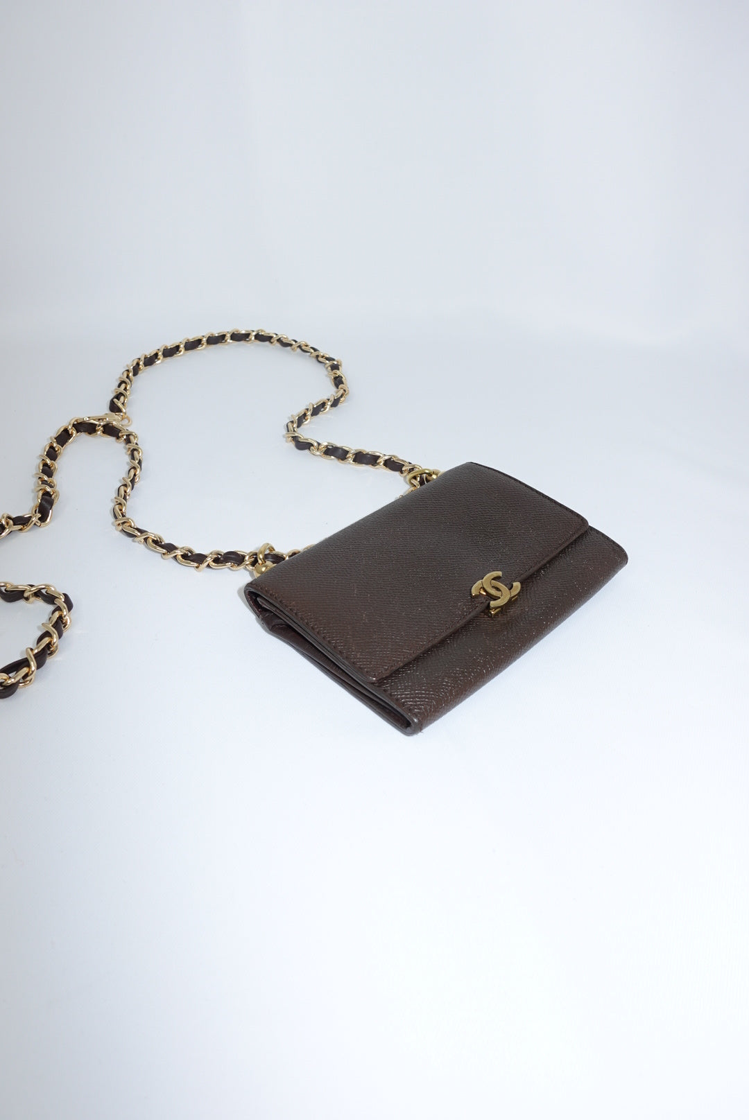 130. Re-Worked Chanel Vintage Coffee Brown W.O.C.