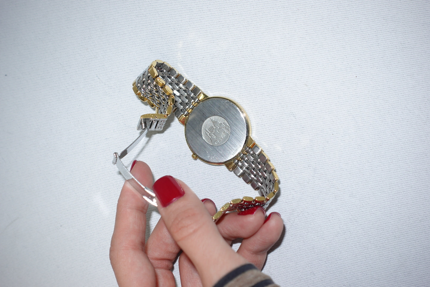 Omega Round De Ville Large Vintage White Dial Quartz Stainless Steel Watch