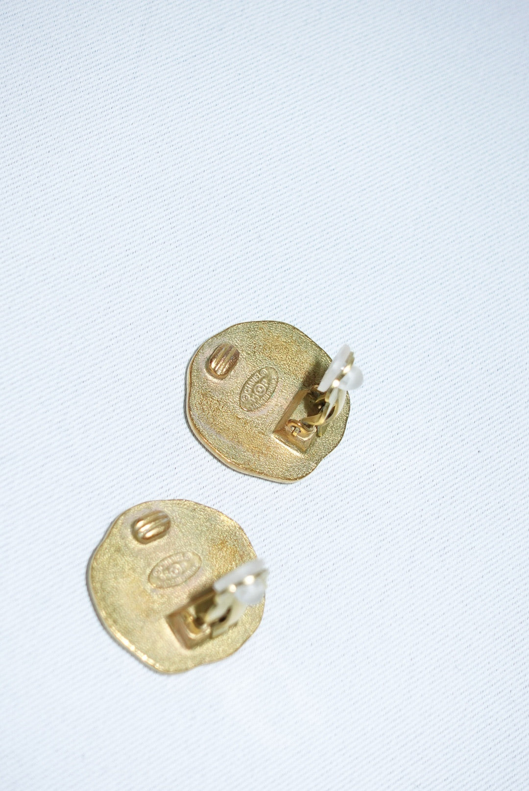 148. Chanel Vintage Gold Logo Clip Earrings