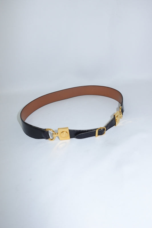 Hermès Black Leather Vintage Belt