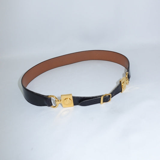 Hermès Black Leather Vintage Belt