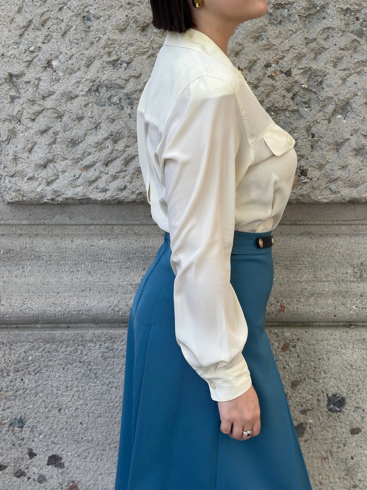 045. Vintage Celine Plissè Skirt Teal