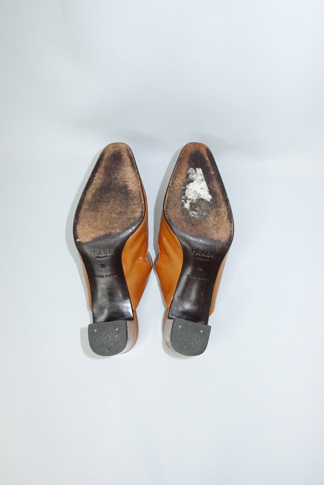 Prada Goldish Caramel Vintage Mary Jane Mules
