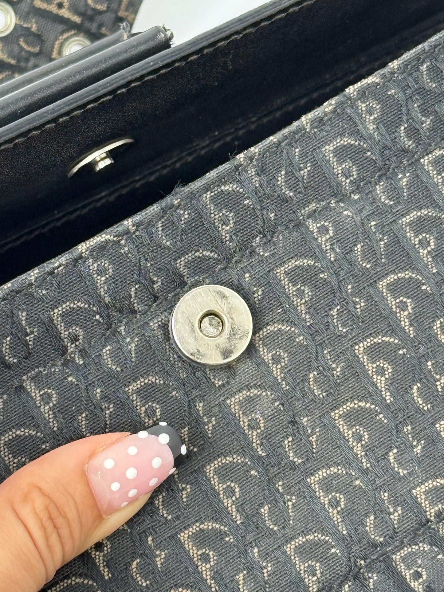 114. Christian Dior Vintage Mini Columbus Black Leather & Canvas Monogram Bag