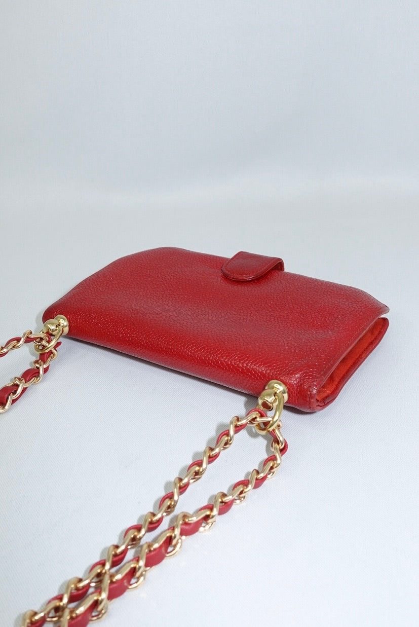 015. Re-Worked Chanel Red Bifold Vintage W.O.C