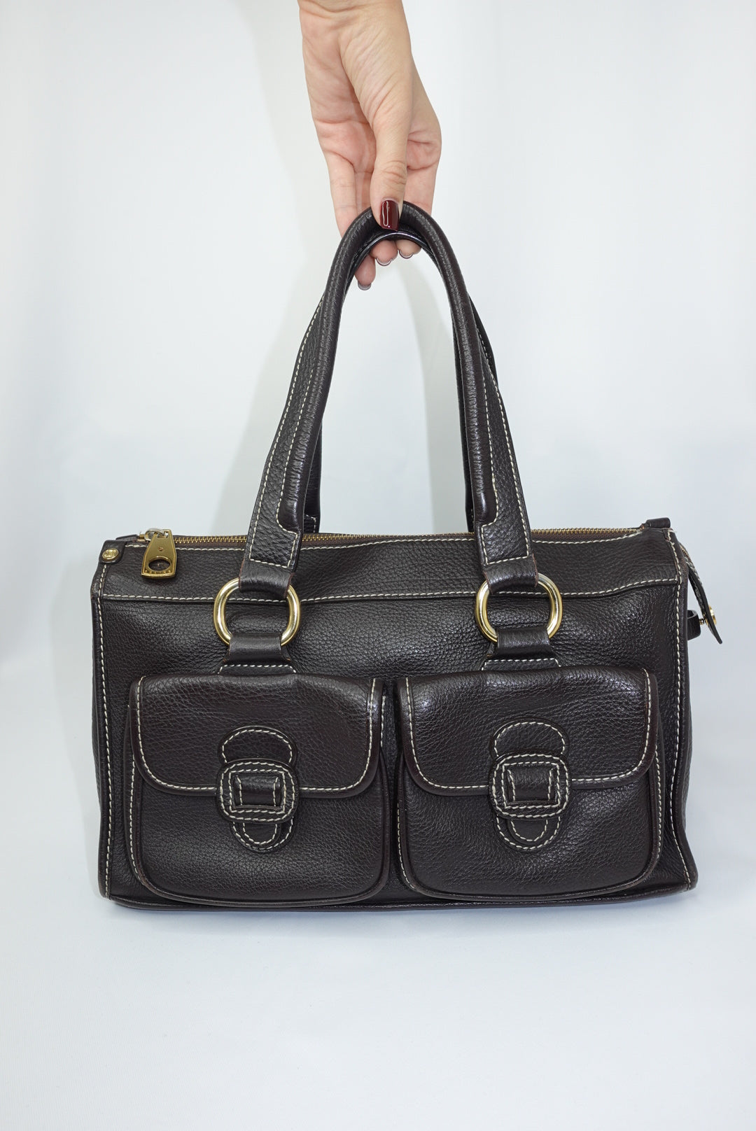 Cèline Vintage Dark Brown Leather Shoulder Bag