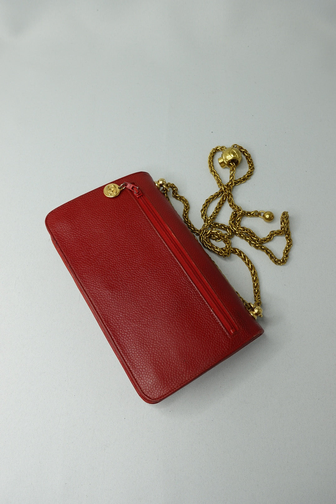 007.Re-Worked Chanel CC Flap Vintage W.O.C Red Grained Calfskin