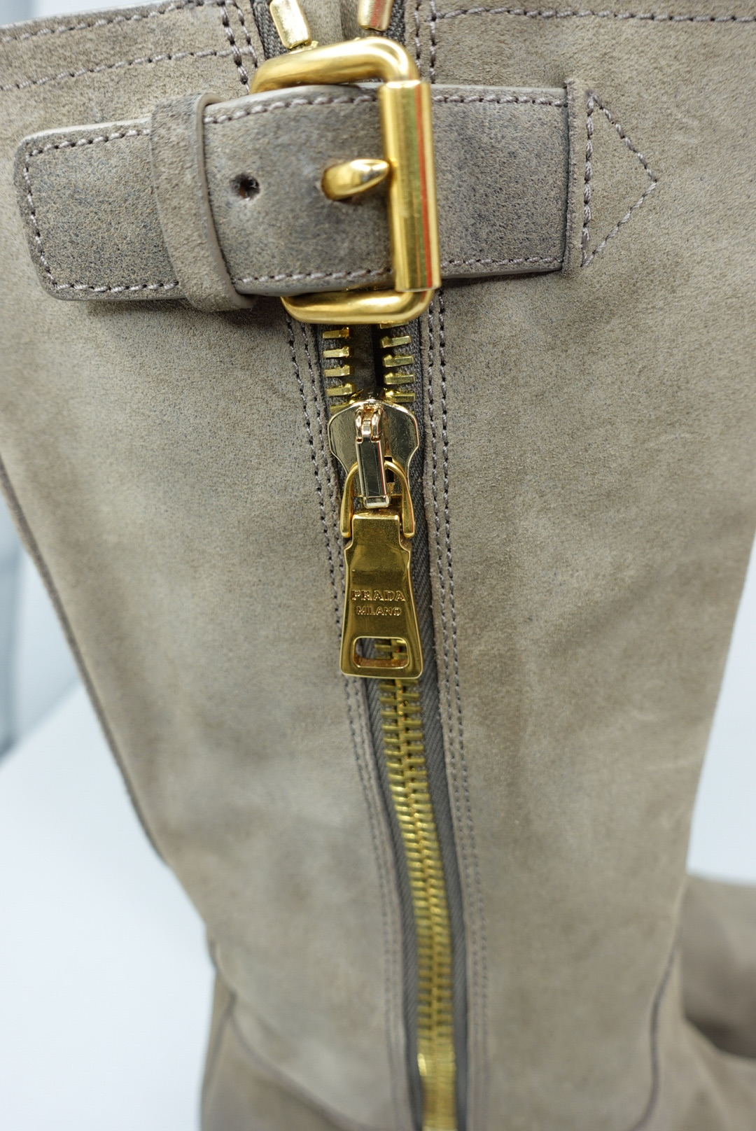 048. Prada Grey Suede Boots 38.5