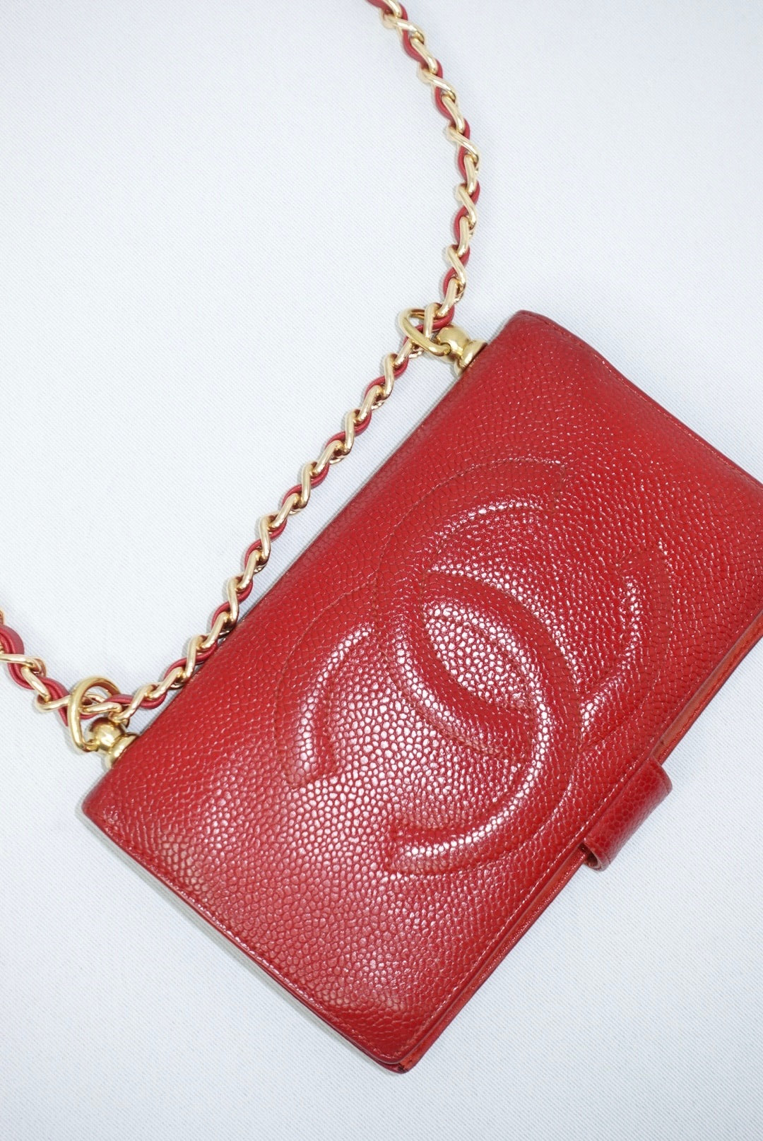 015. Re-Worked Chanel Red Bifold Vintage W.O.C