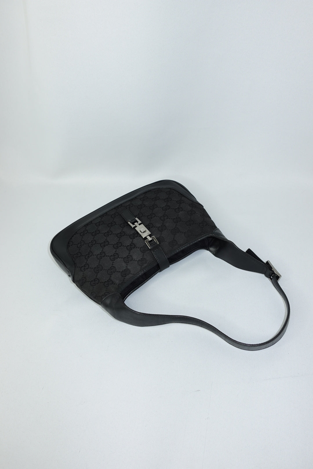 105. Gucci Mini Jackie Black Canvas Vintage Shoulder Bag