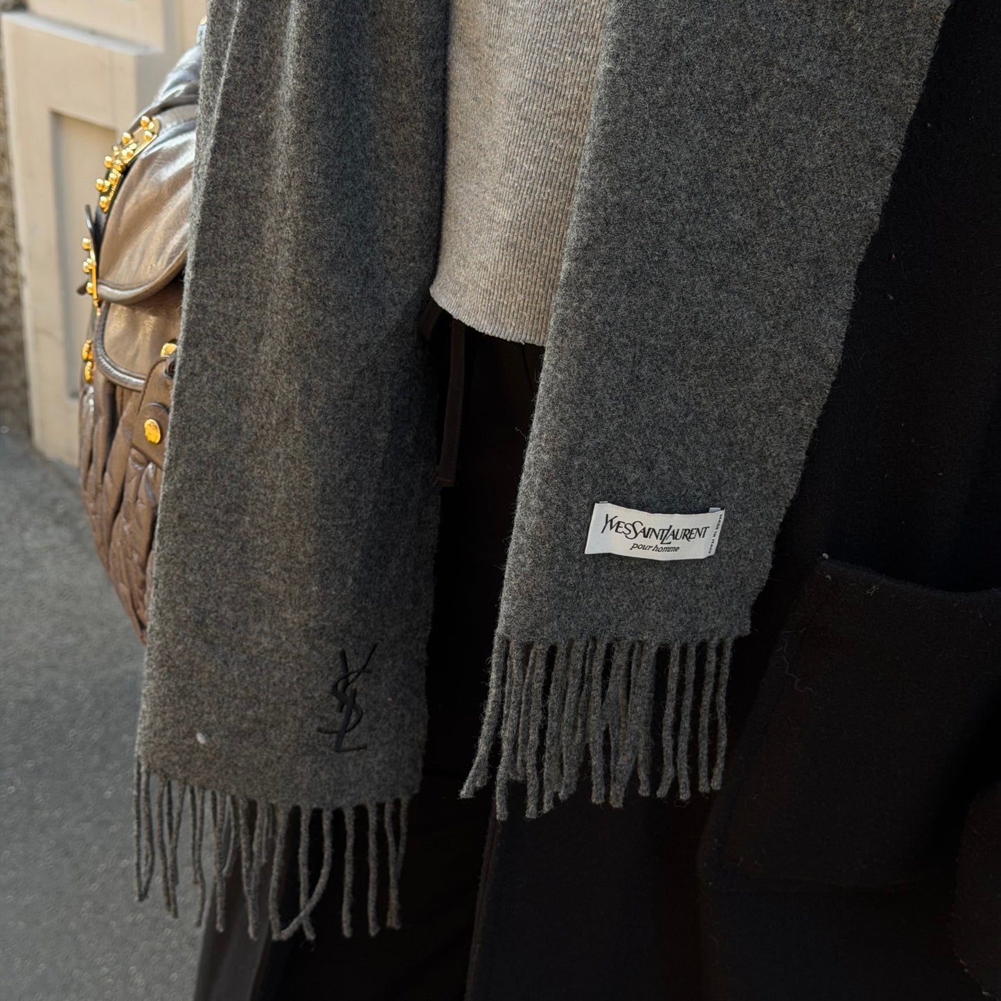 Yves Saint Laurent Grey Scarf