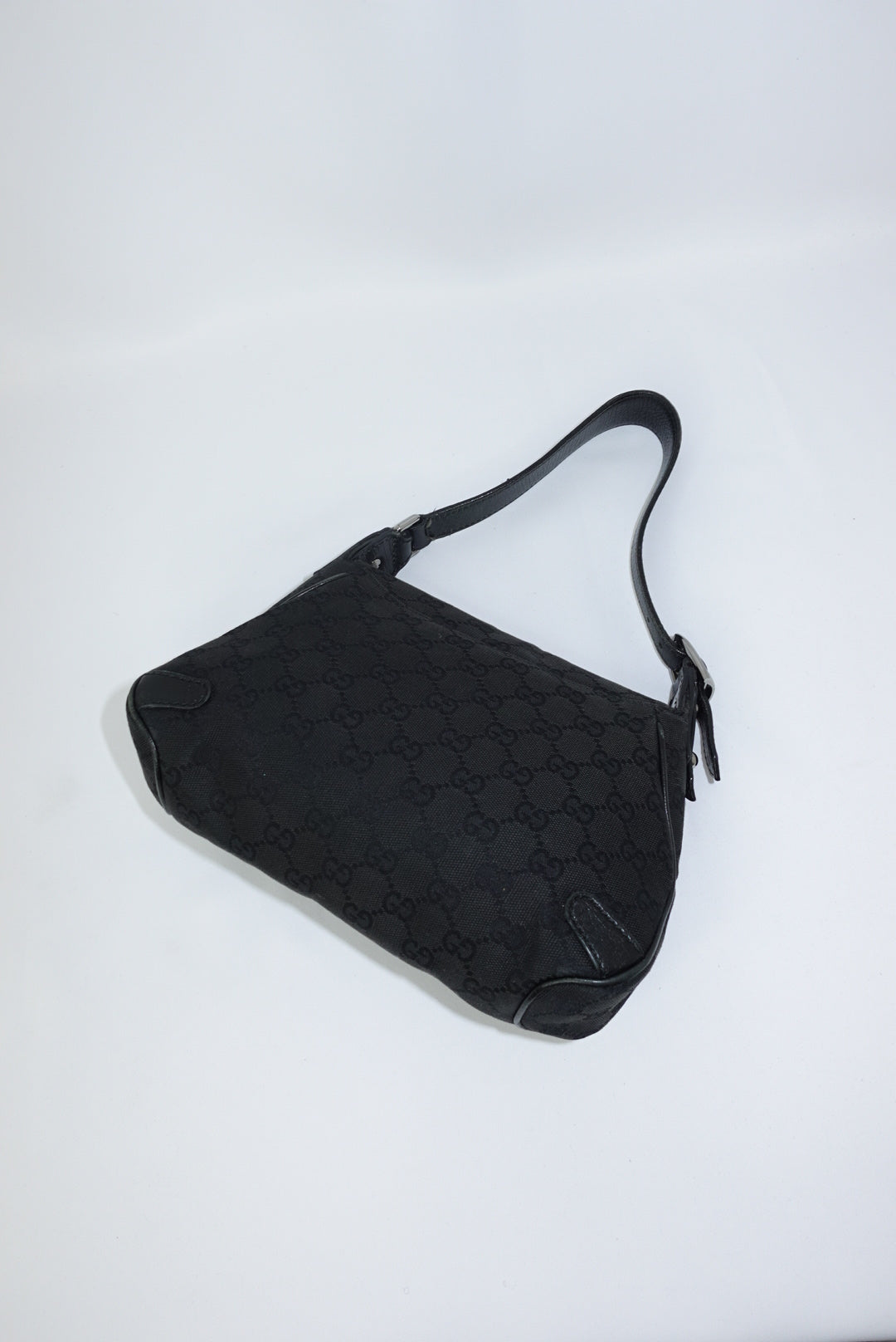 Gucci Horsebit Chain Vintage Black Canvas and Leather Shoulder Bag