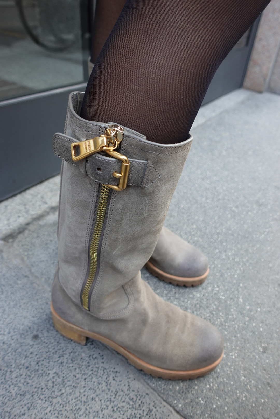 048. Prada Grey Suede Boots 38.5