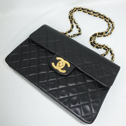 Chanel Vintage Jumbo Maxi Logo Lambskin Bag