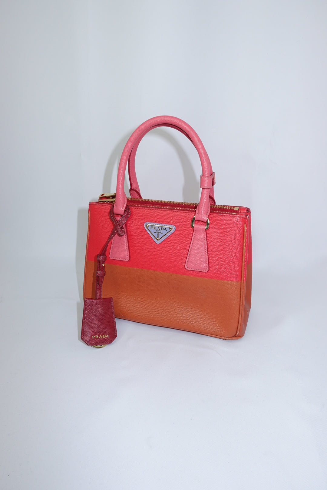Prada Galleria Limited Edition Orange and Pink Two-Toned Bag