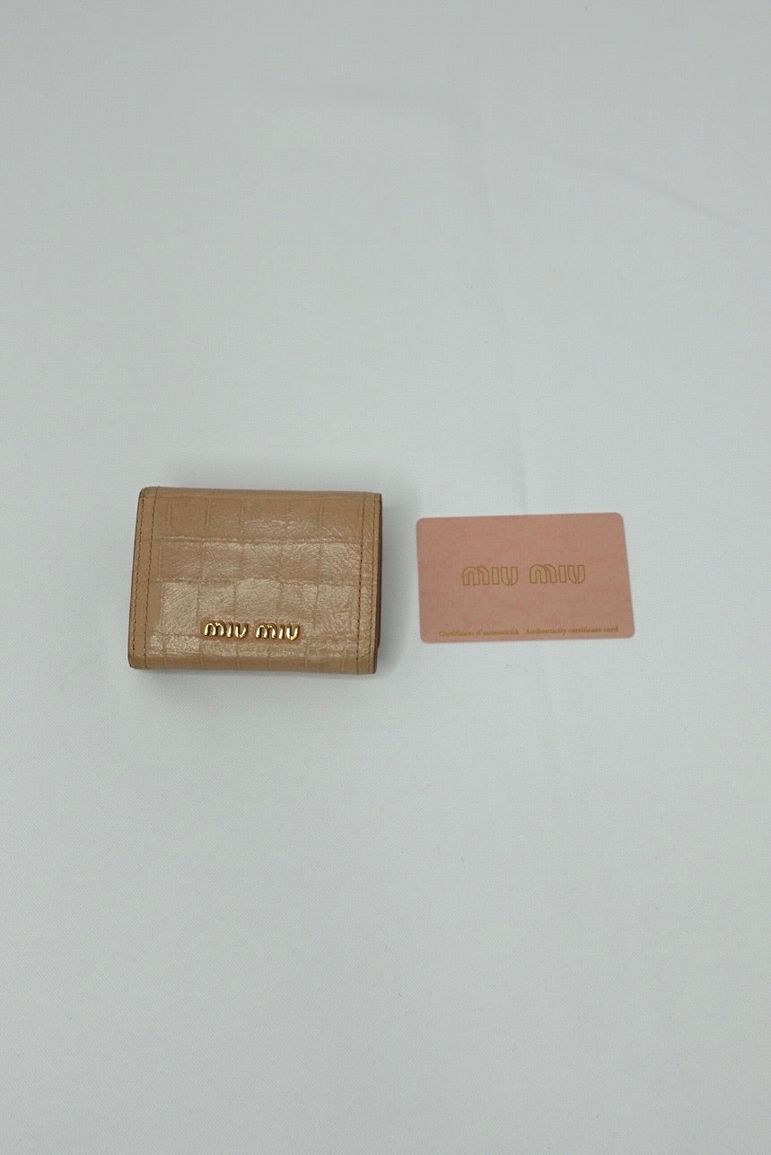 Miu Miu Double Side Light Pink Crocodile Print Wallet