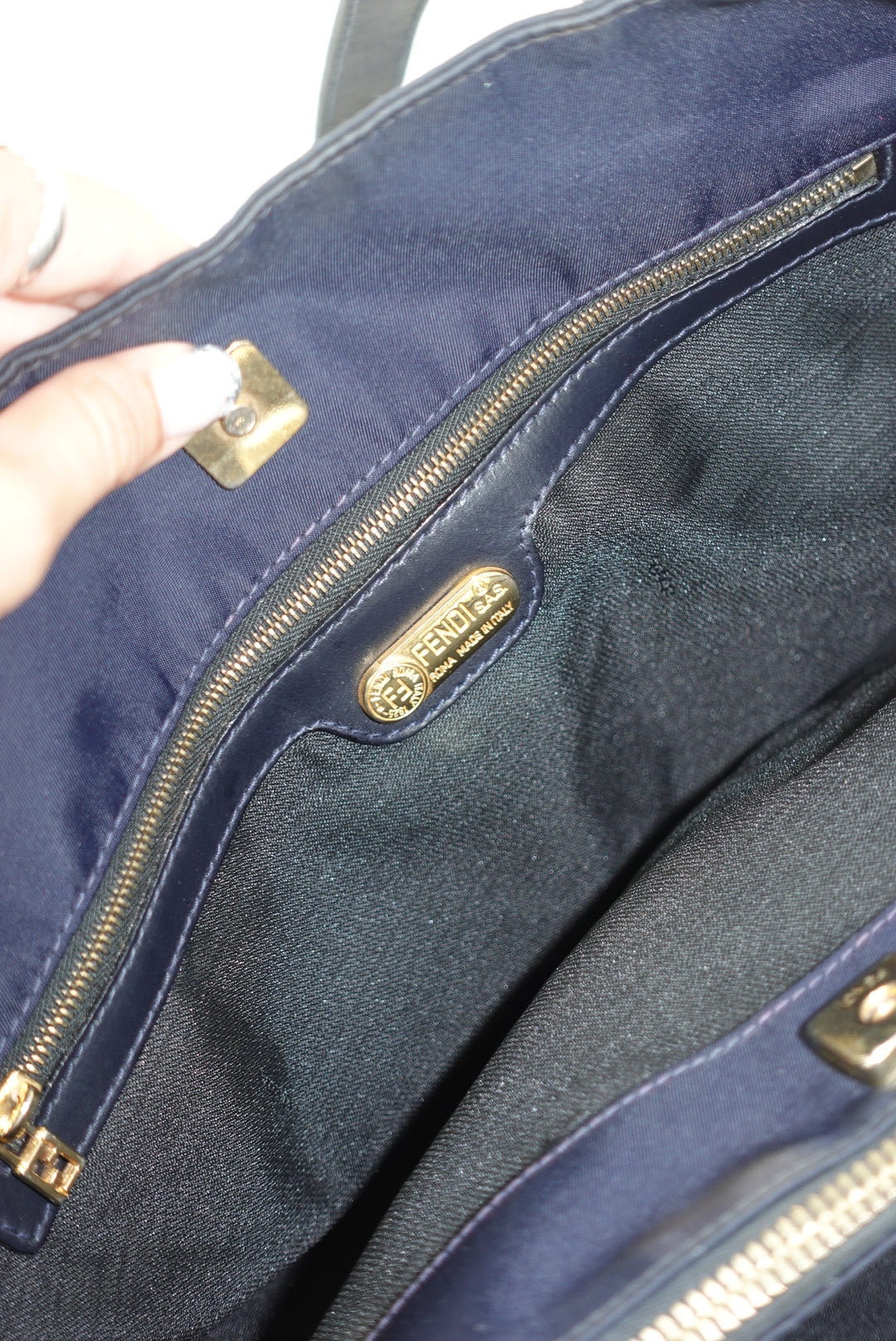Fendi Navy Nylon FF Tote Bag