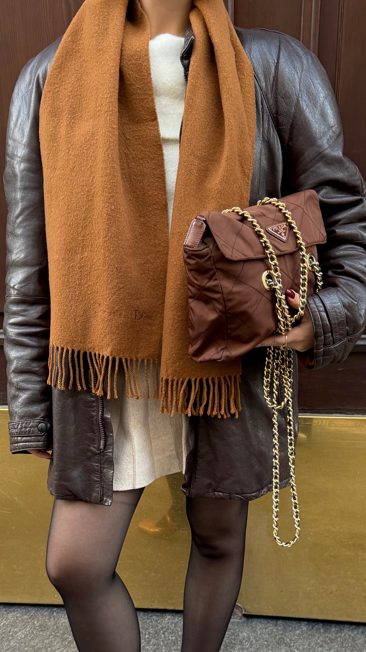 Christian Dior Vintage Caramel Scarf