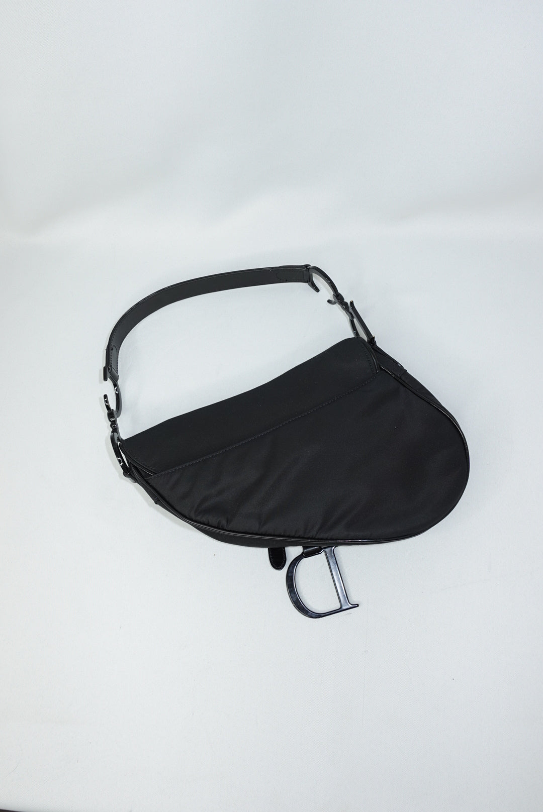 117. Christian Dior Saddle Black Nylon Vintage Shoulder Bag