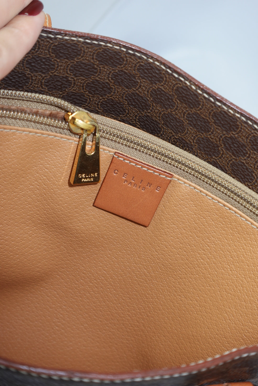 Celine Monogram Canvas and Leather Brown Vintage Bucket Bag