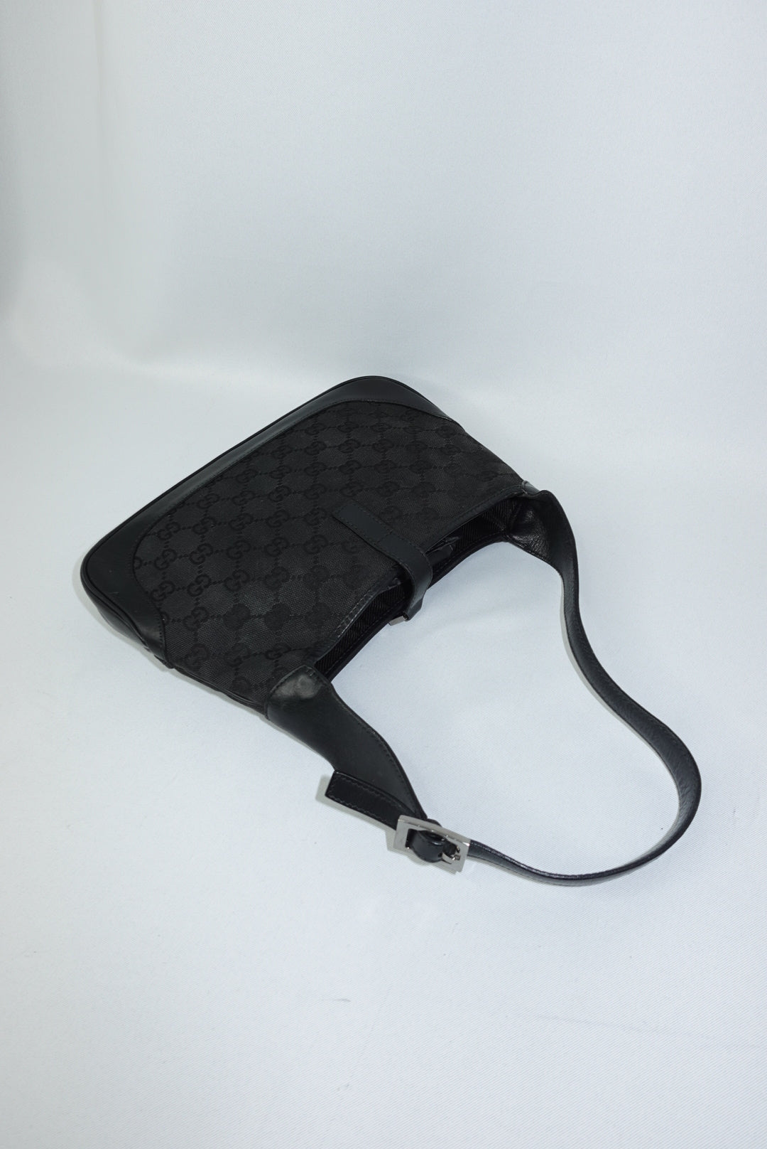105. Gucci Mini Jackie Black Canvas Vintage Shoulder Bag