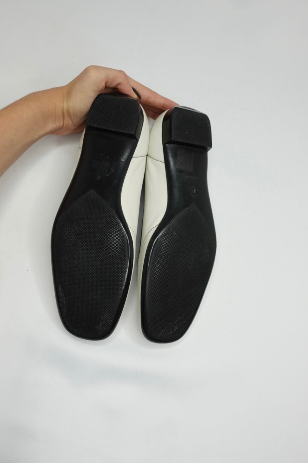 047. Prada White Loafers 37