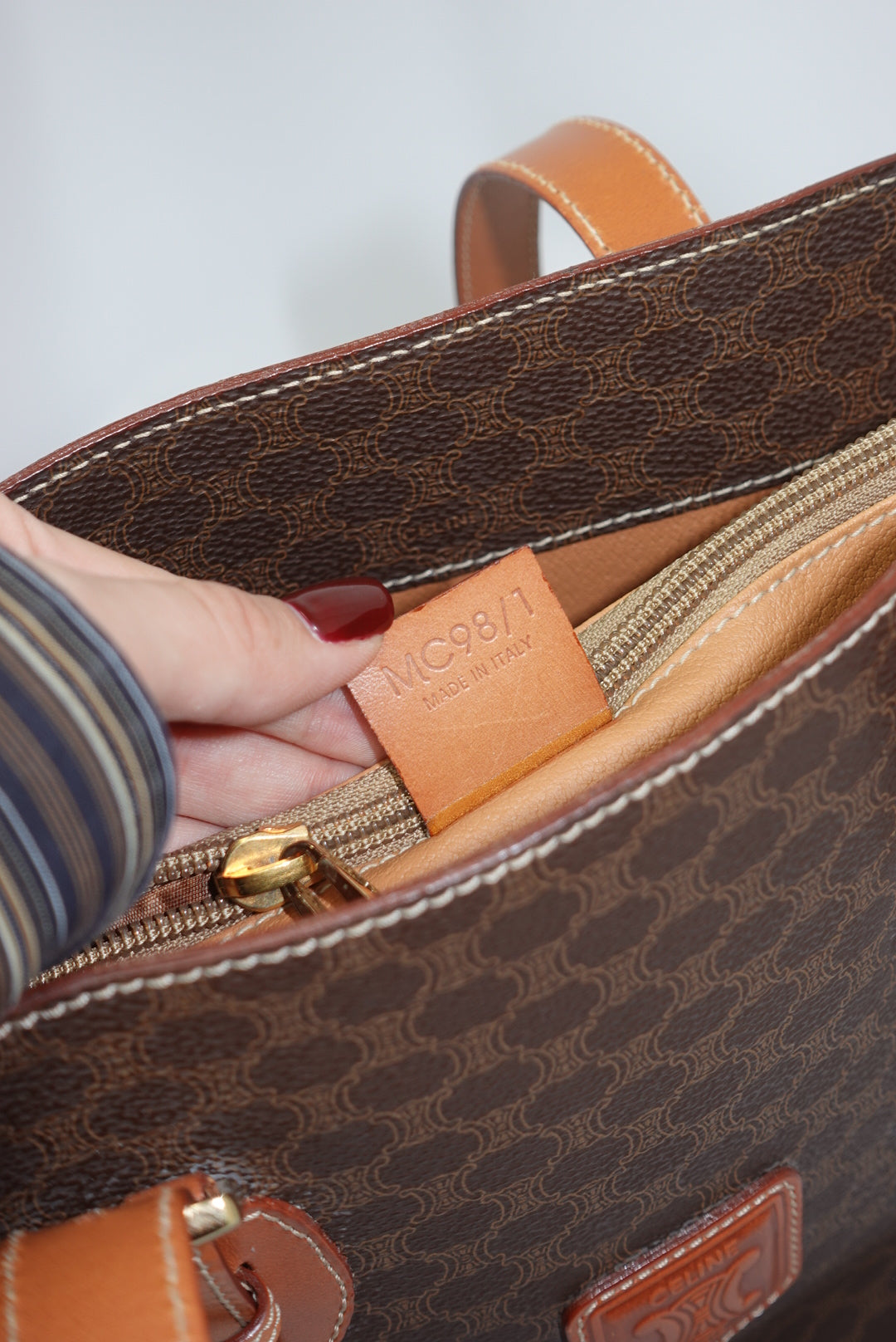 Celine Monogram Canvas and Leather Brown Vintage Bucket Bag