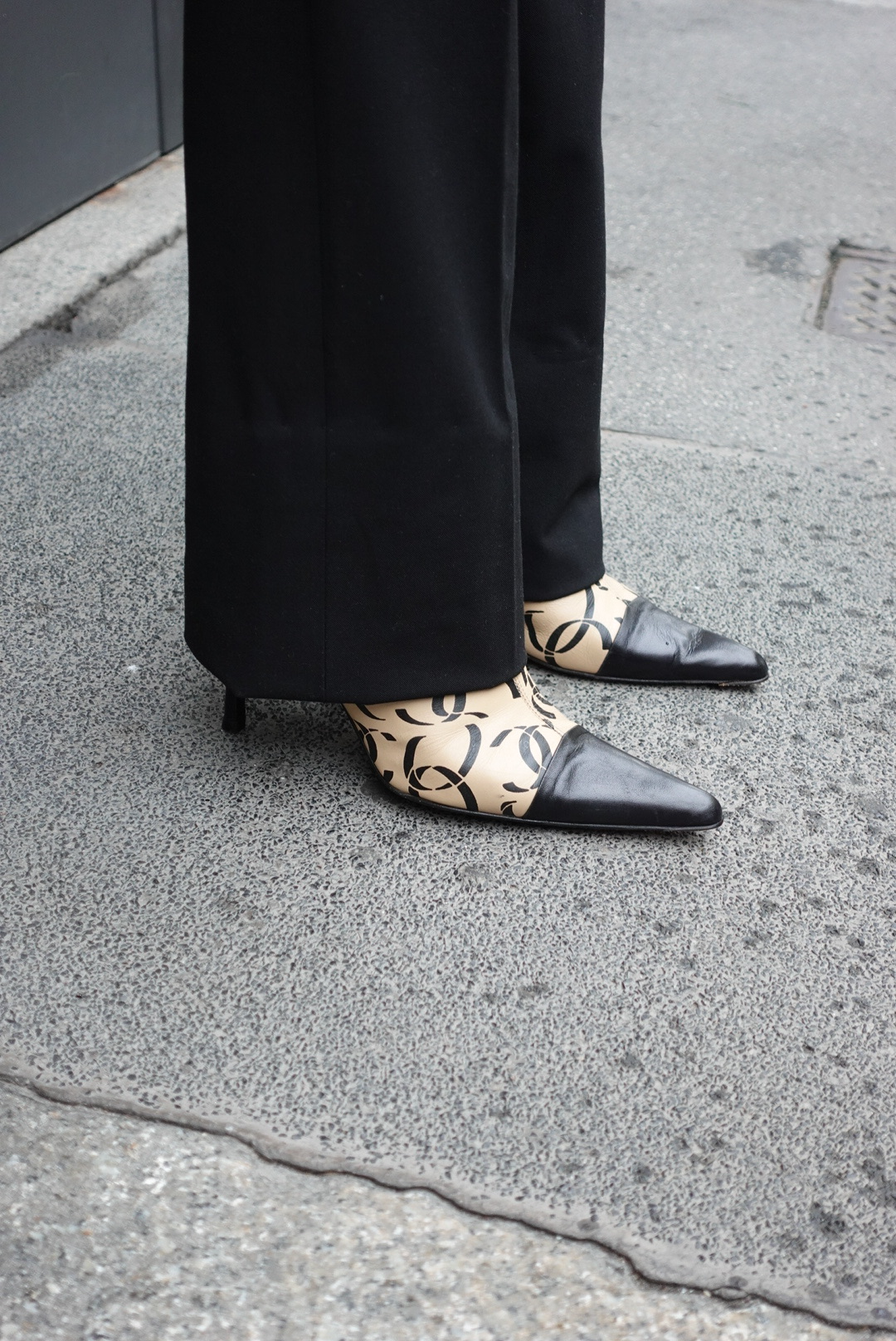 041. Chanel Vintage Heeled Ankle Boots with CC Logo Print