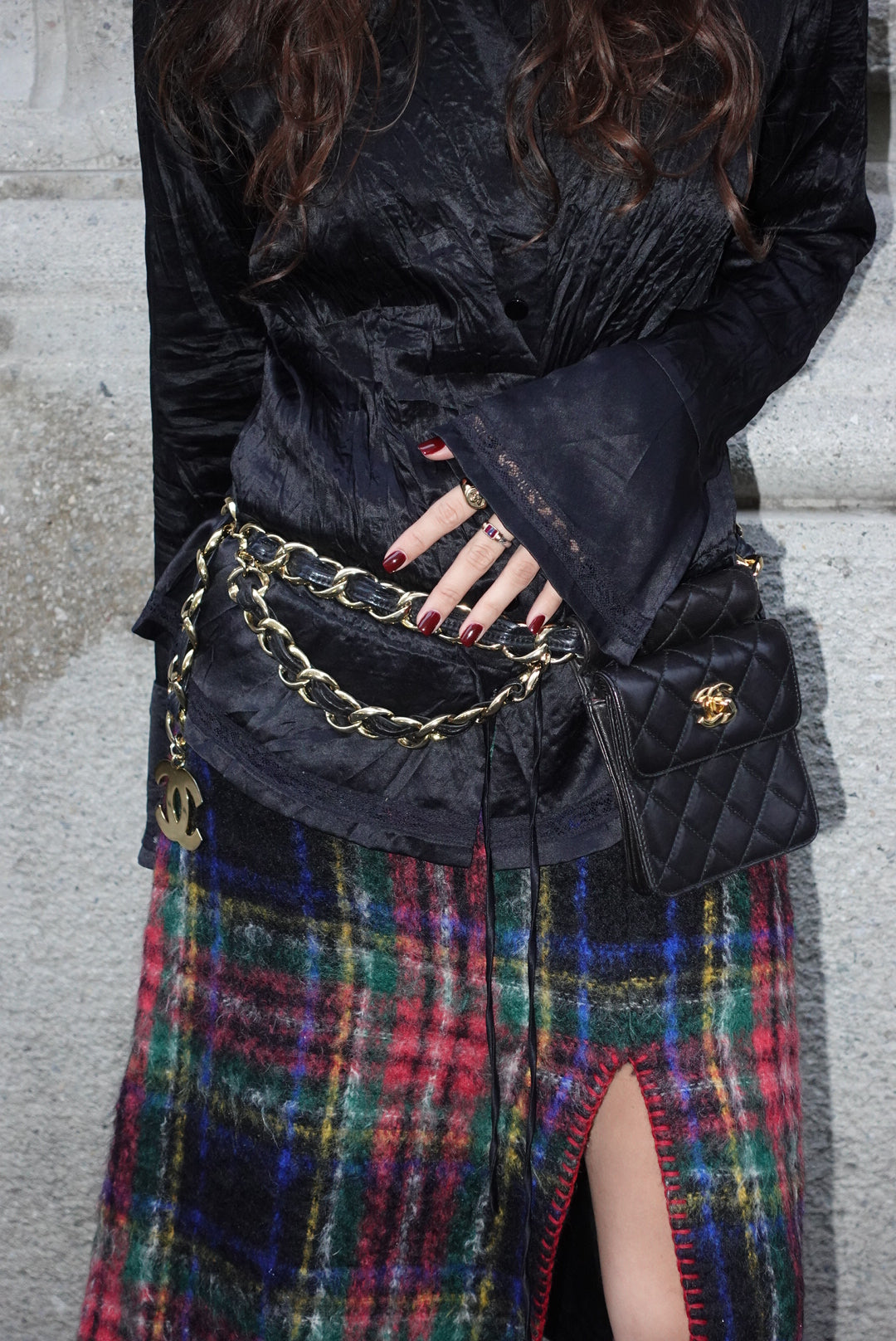 Chanel Vintage Black Timeless Belt Bag CC Logo Chain