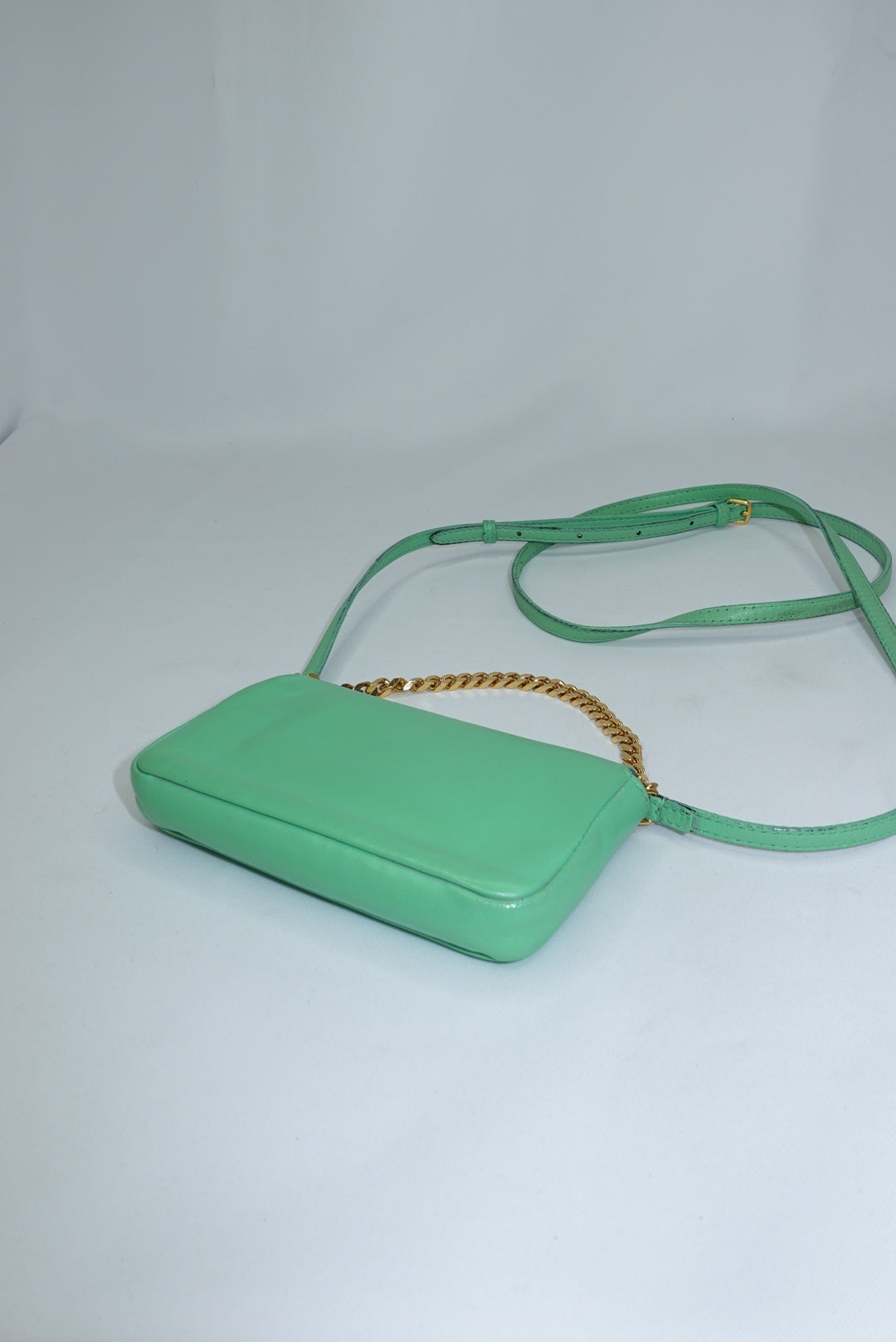 Fendi Neon Green Mini Baguette Crossbody FF Logo