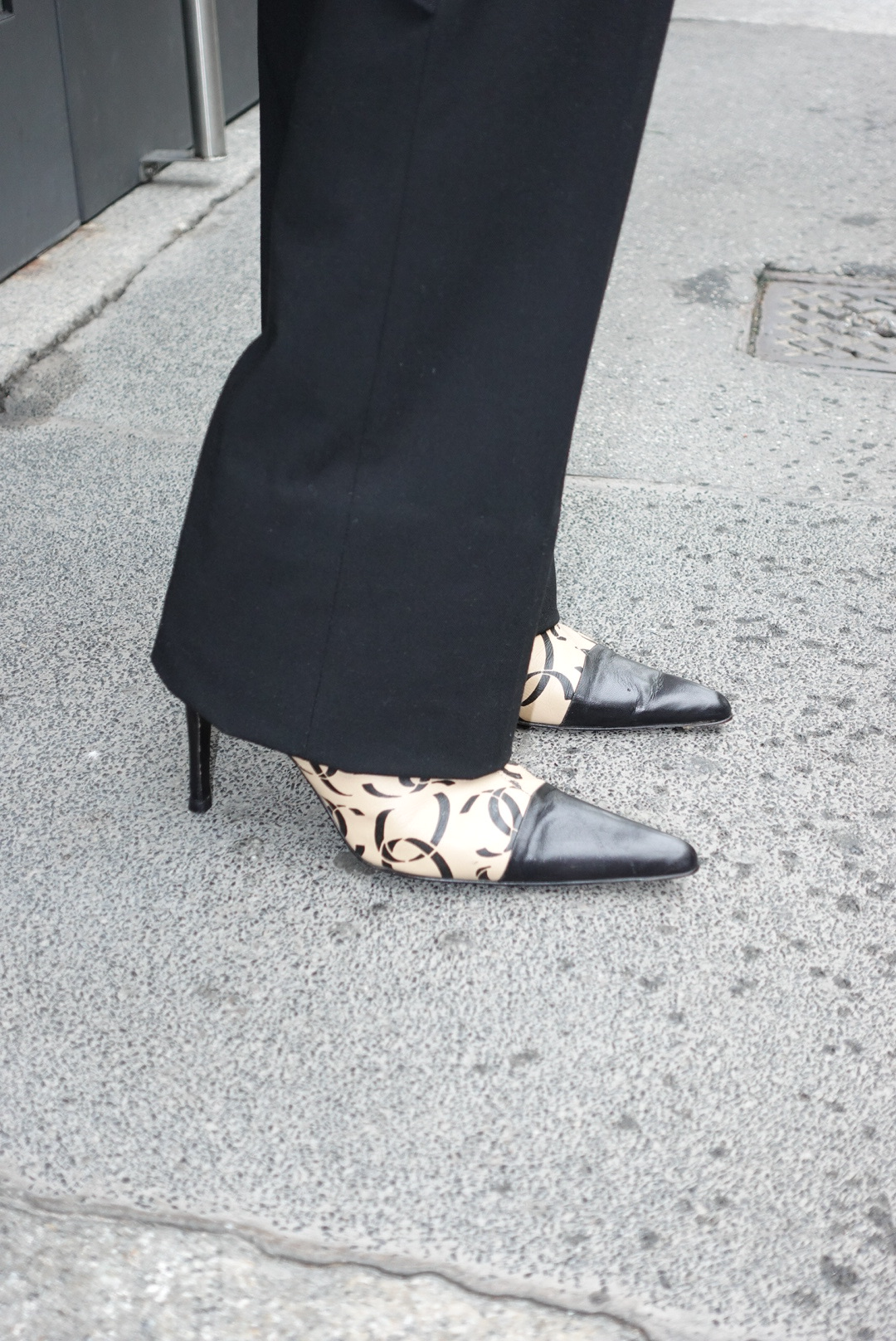 041. Chanel Vintage Heeled Ankle Boots with CC Logo Print