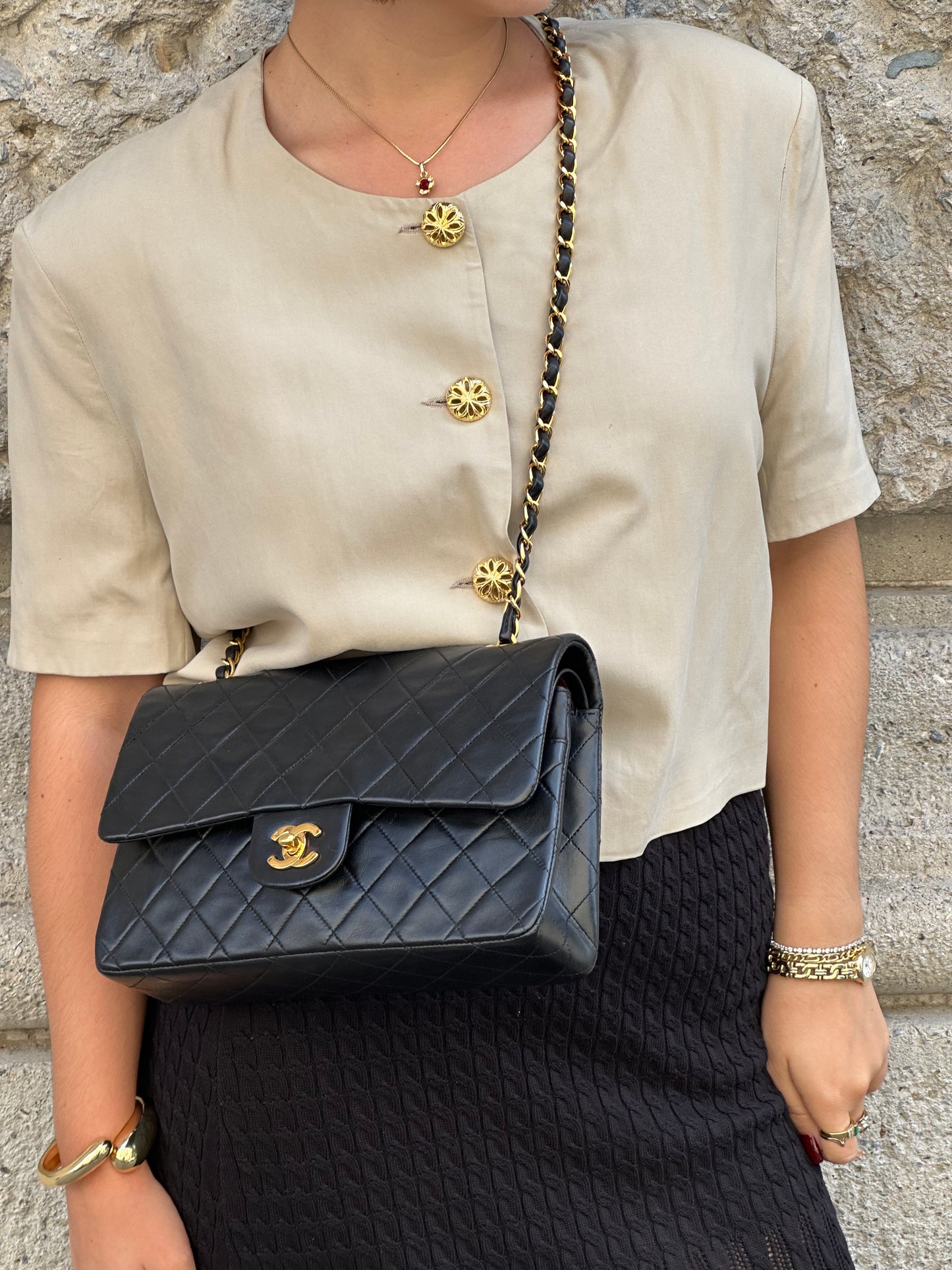 Chanel Vintage Timeless Classic 25 Double Flap Black