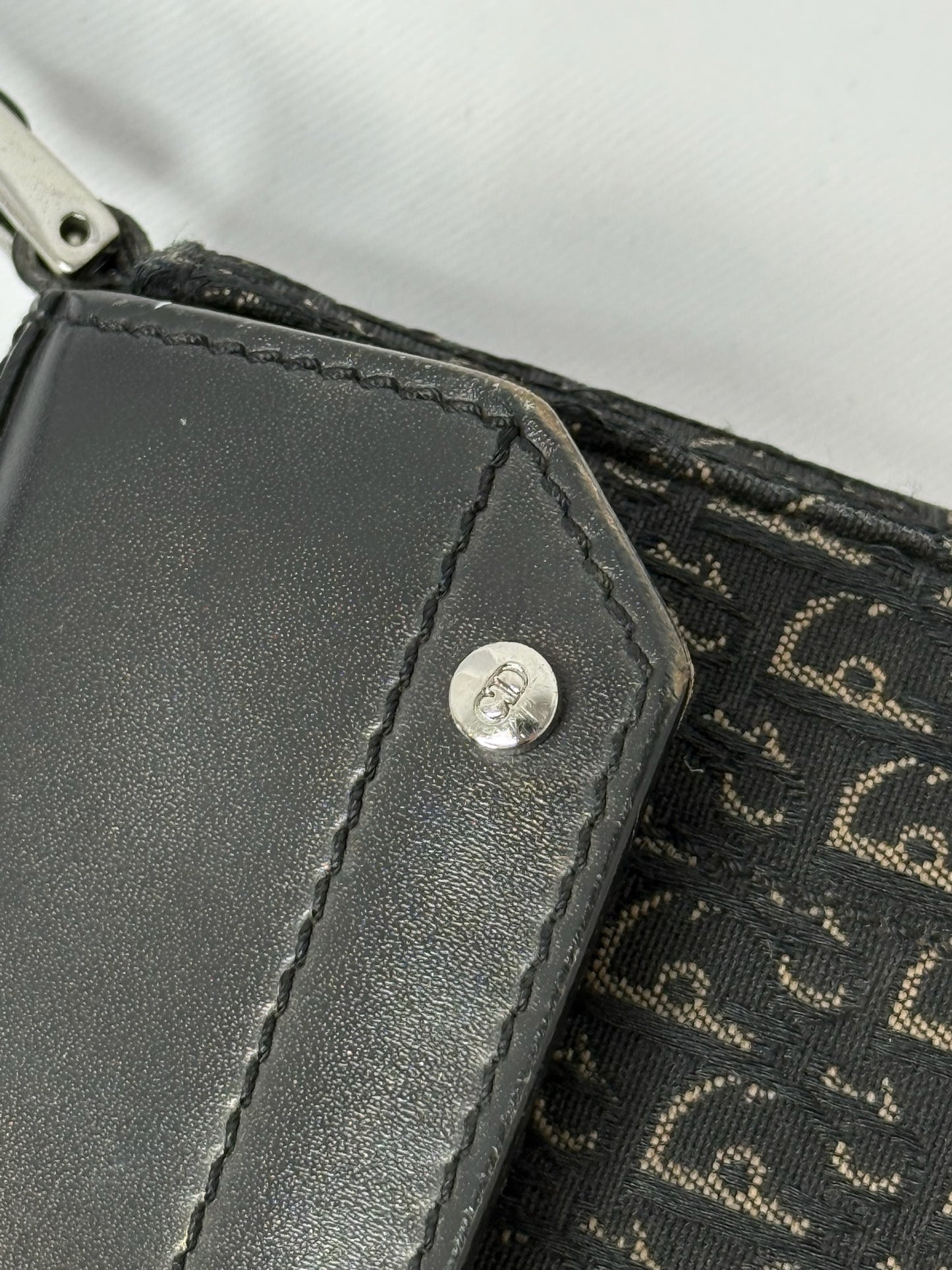 114. Christian Dior Vintage Mini Columbus Black Leather & Canvas Monogram Bag