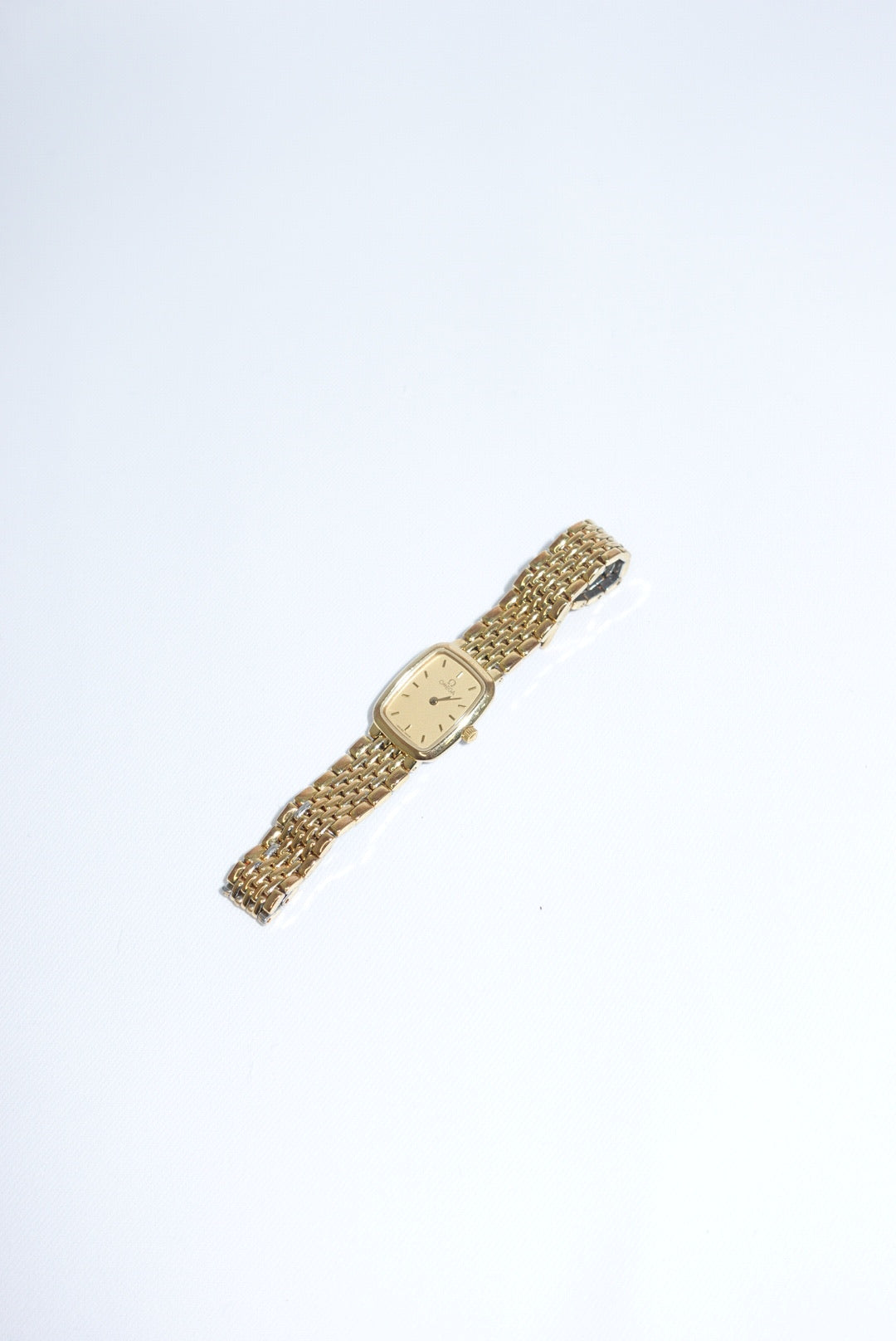 091. Omega Rectangular Small De Ville Gold Watch