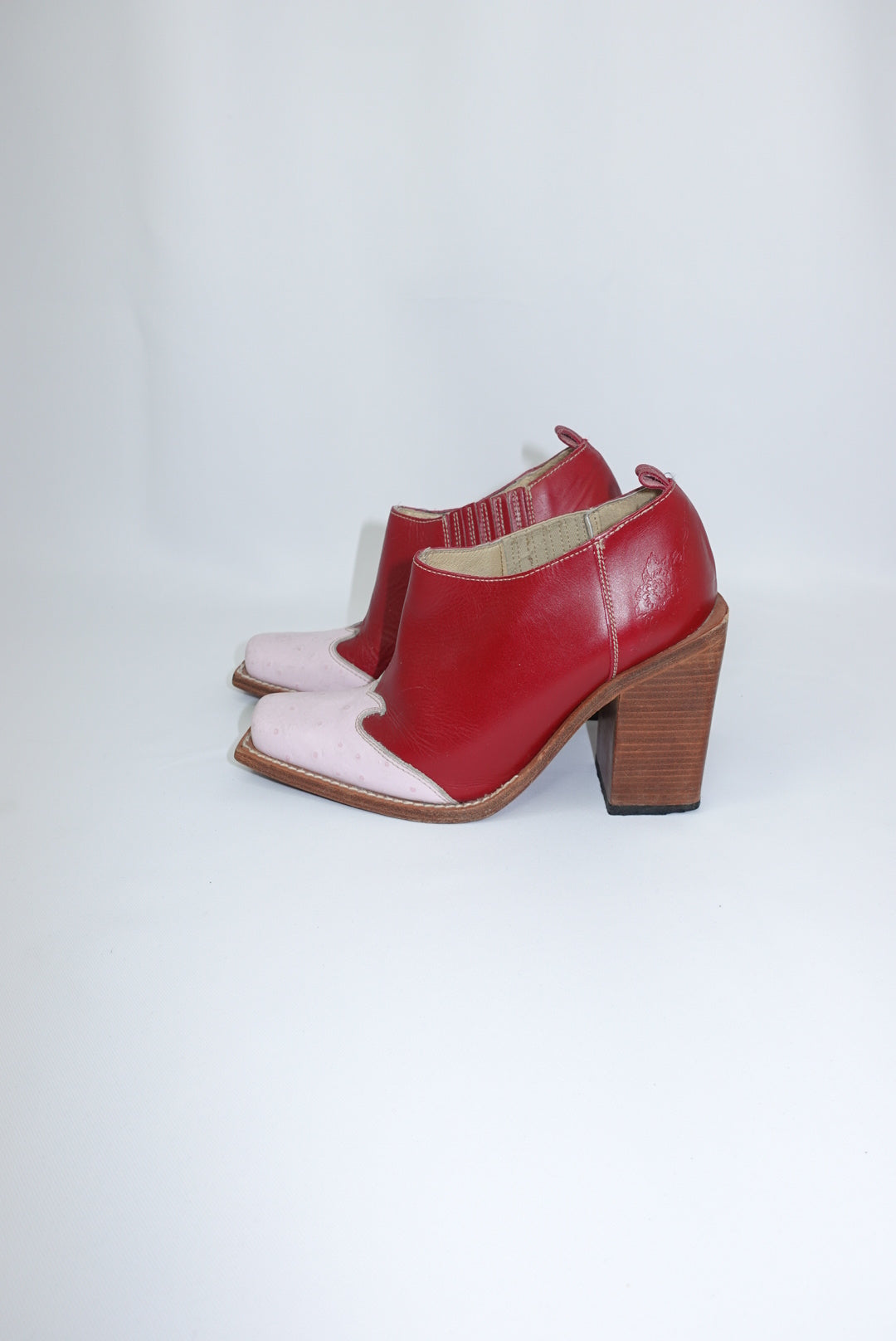 Charro Vintage Western Sabot Pink and Red Boots 36